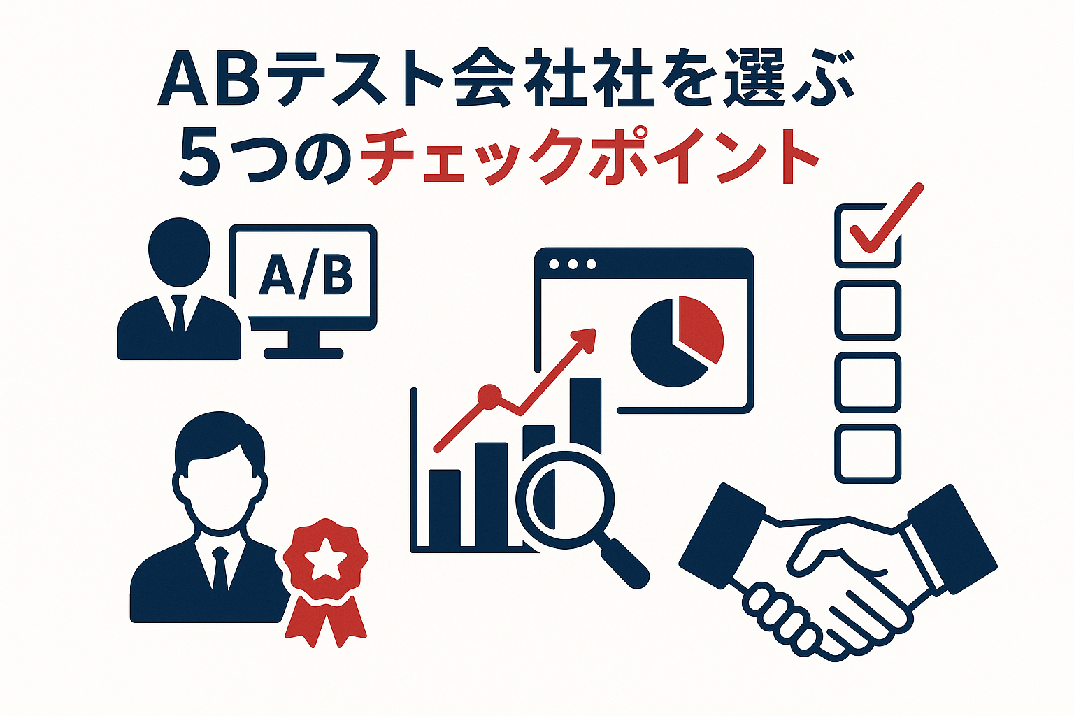 ABテスト会社を選ぶ5つのチェックポイントのイメージ図