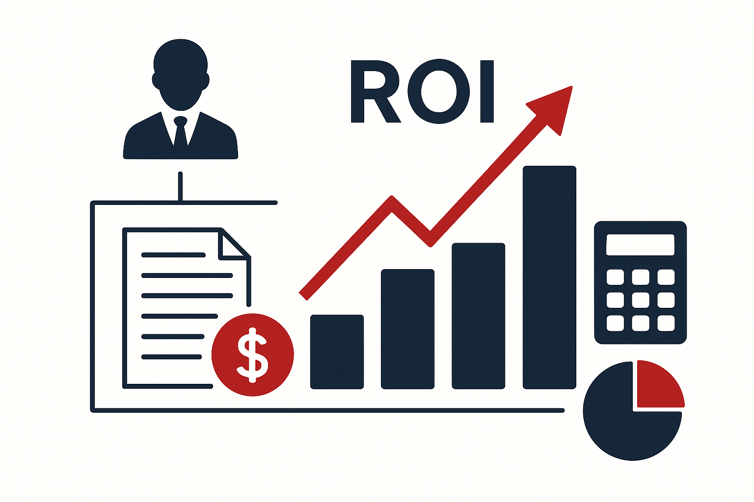 外注コストを正当化するROIの計算方法のイメージ図