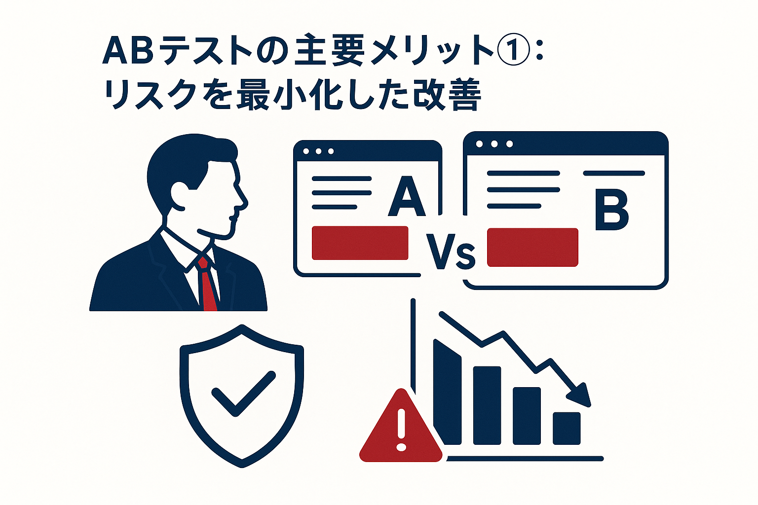 ABテストの主要メリット①：リスクを最小化した改善のイメージ図