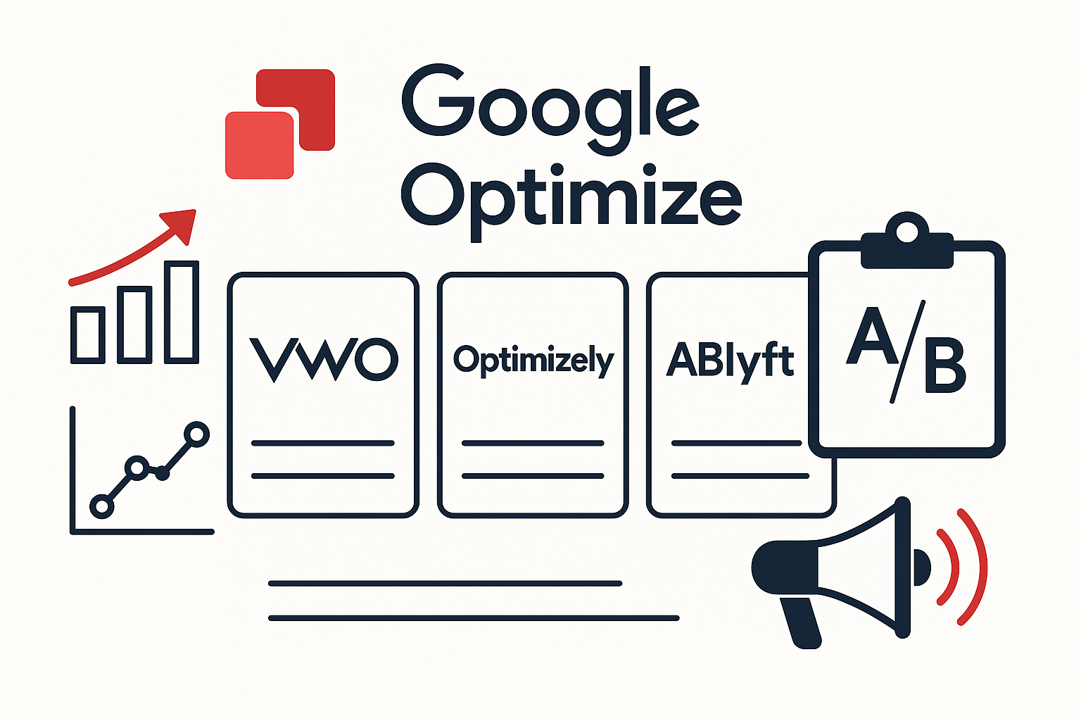 Google Optimize代替ツールの比較：VWO・Optimizely・ABlyftのイメージ図