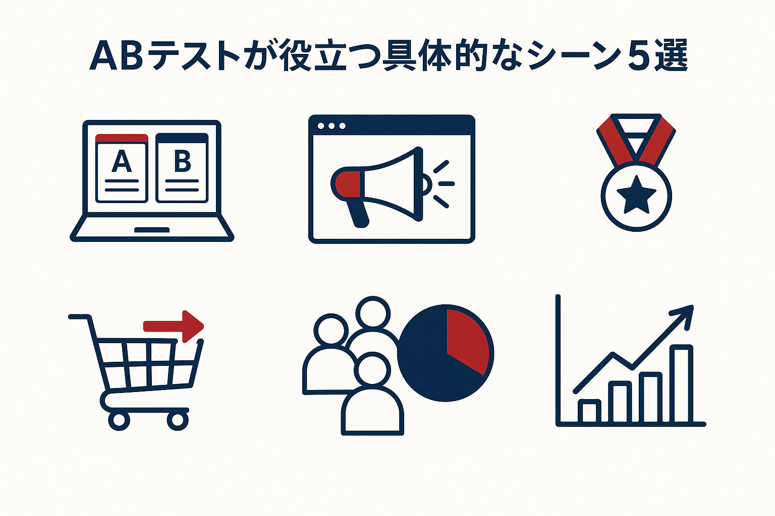 ABテストが役立つ具体的なシーン5選のイメージ図