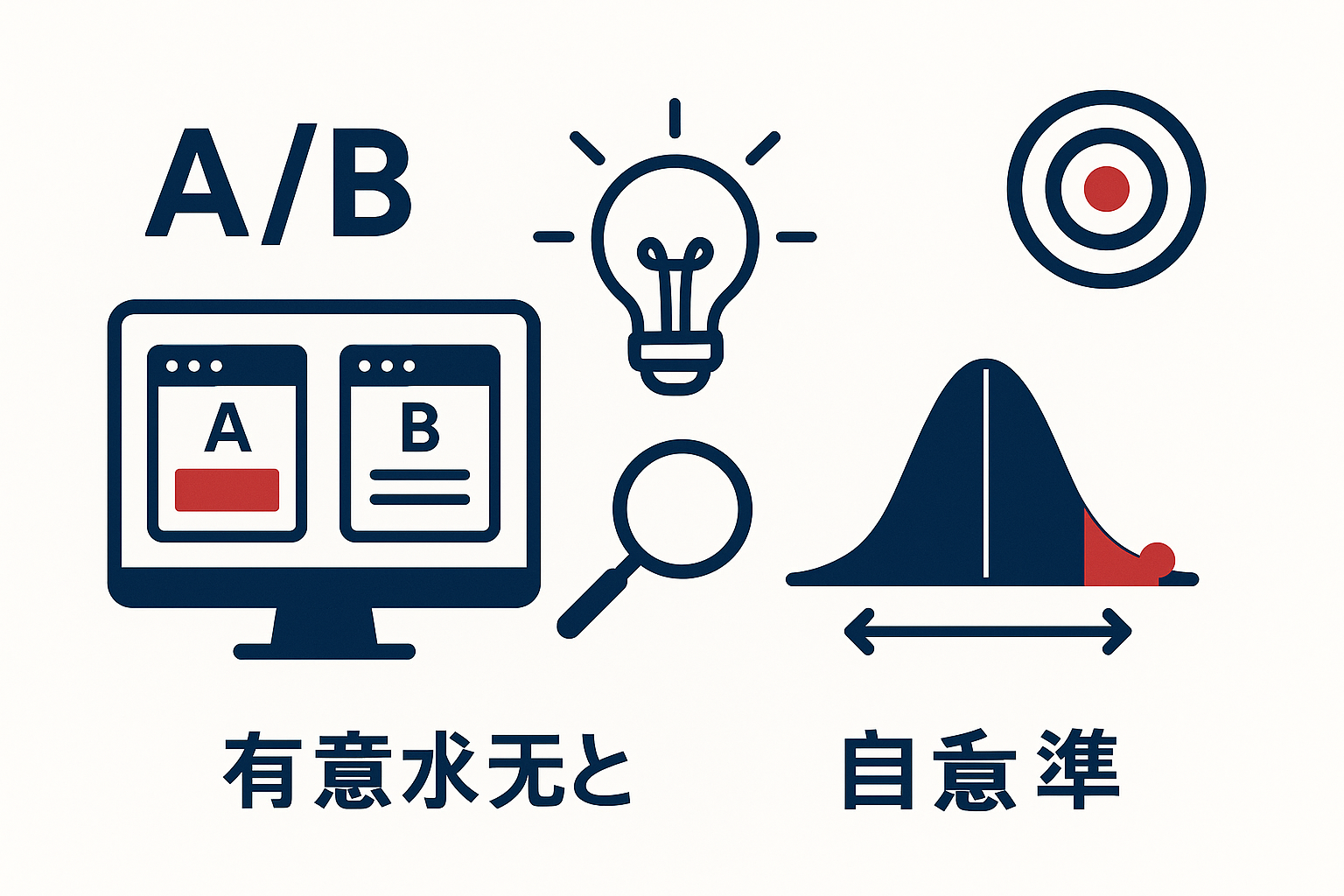 ABテストの仕組み②：仮説検定と有意水準の意味のイメージ図
