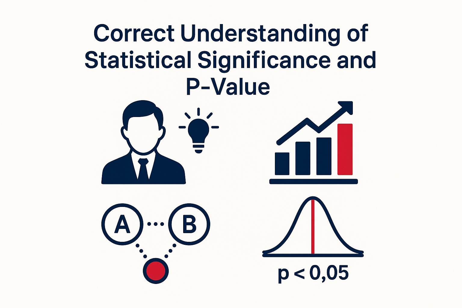統計的有意差とp値の正しい理解のイメージ図