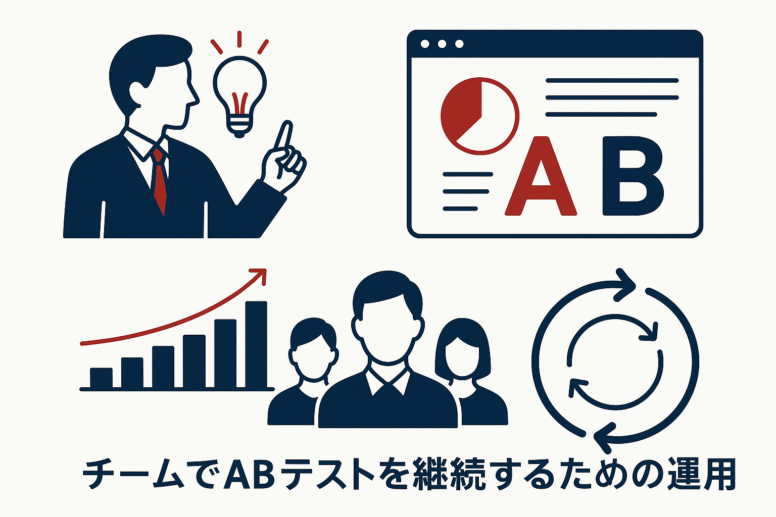 チームでABテストを継続するための運用体制のイメージ図