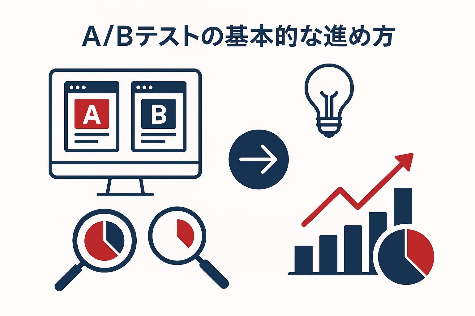 A/Bテストの基本的な進め方のイメージ図