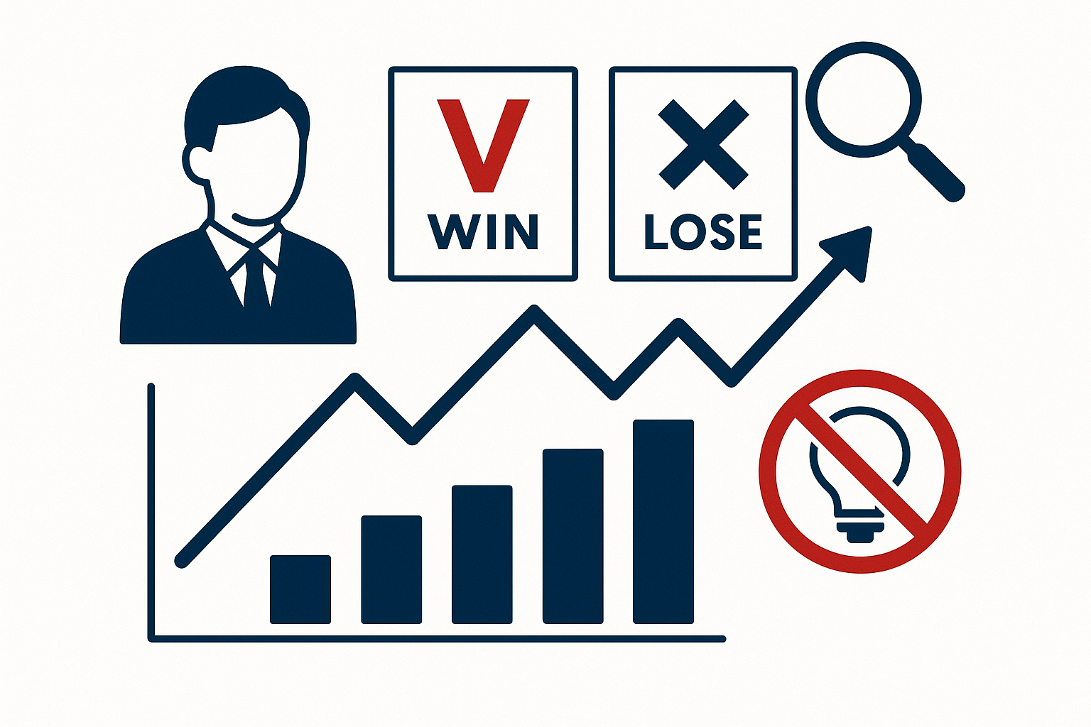 失敗パターン③：勝ち負けを見て終わり、学ばないのイメージ図