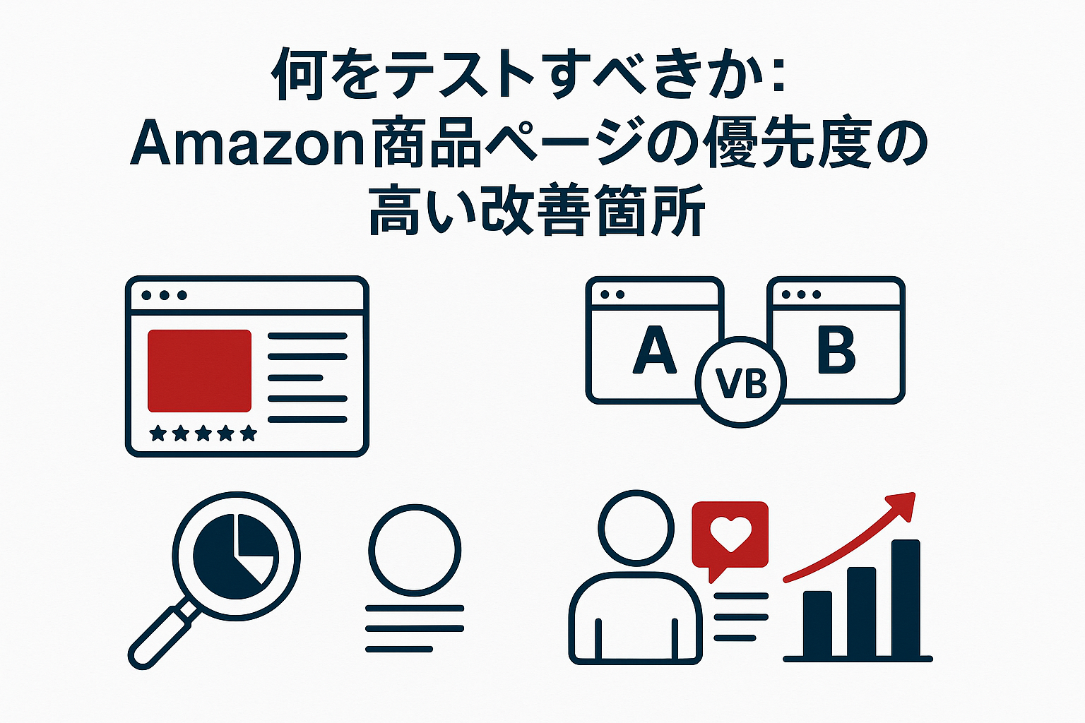 何をテストすべきか：Amazon商品ページの優先度の高い改善箇所のイメージ図