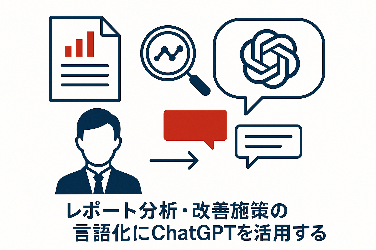 レポート分析・改善施策の言語化にChatGPTを活用するのイメージ図