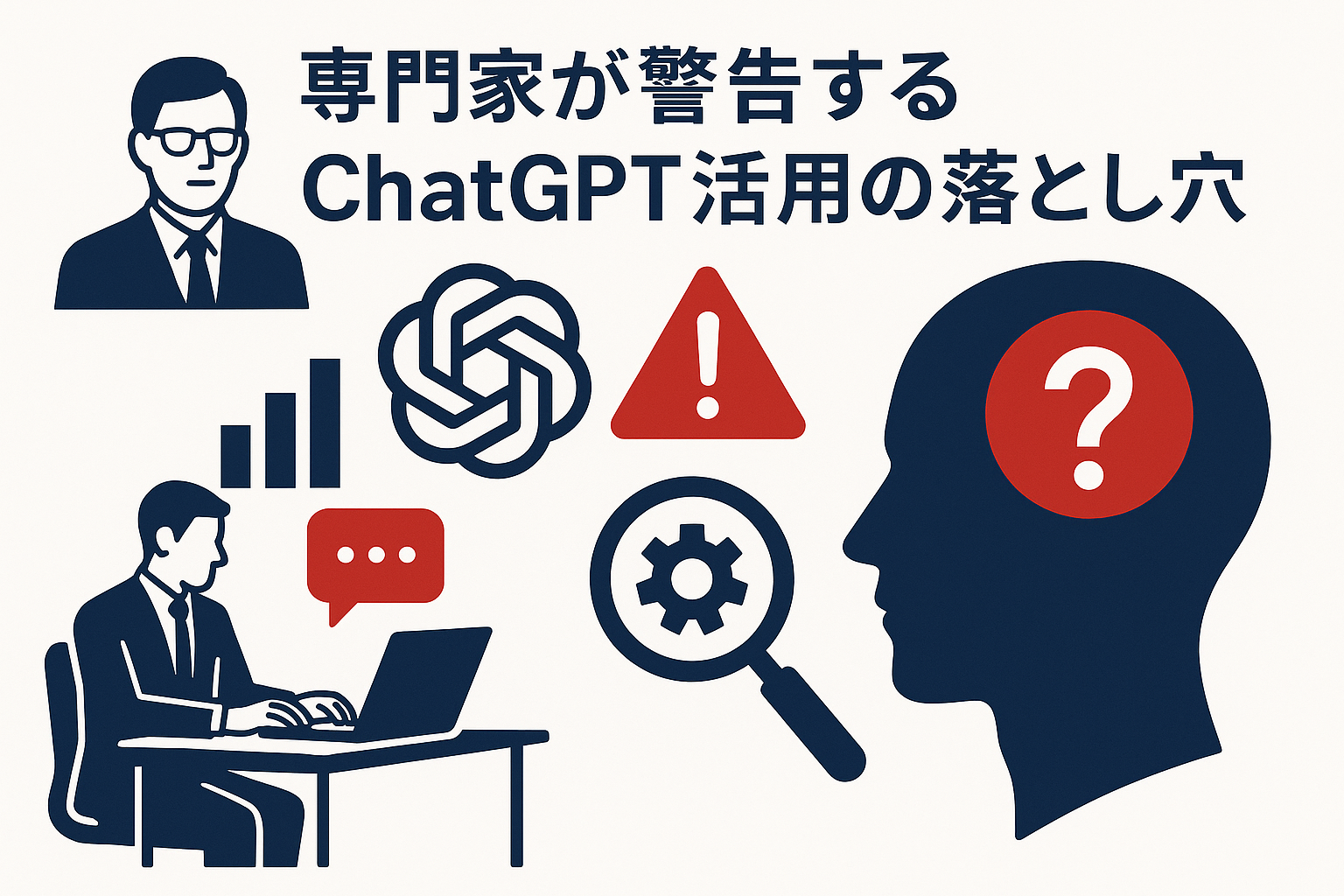 専門家が警告するChatGPT活用の落とし穴のイメージ図